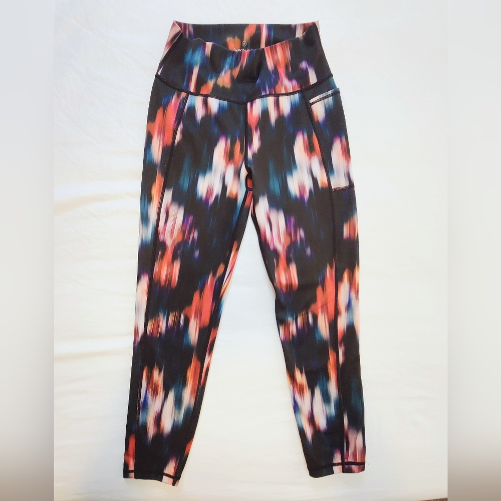 Sweaty Betty Super Sculpt Leggings in Black with Multicolor Brushstroke Print